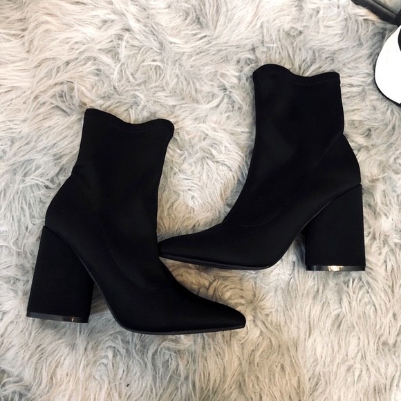 Fashion Nova Sock Block Heel Booties Size 9 - Picture 9 of 11
